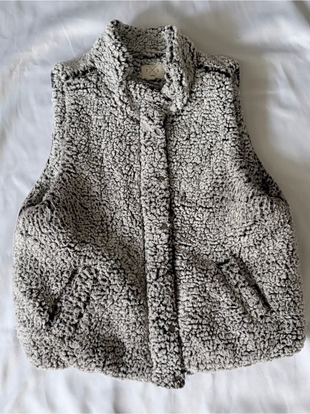 Thread & Supply Light Gray Teddy Sherpa Vest